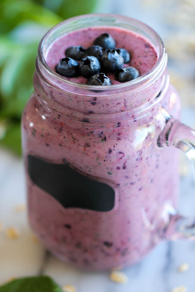 Blueberry green smoothie from Damn Delicious