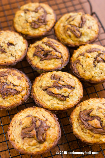 Muffins de plátano y nutella. Receta | cocinamuyfacil.com
