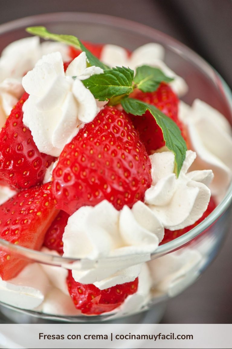 Fresas con crema. Receta Cocina Muy Facil